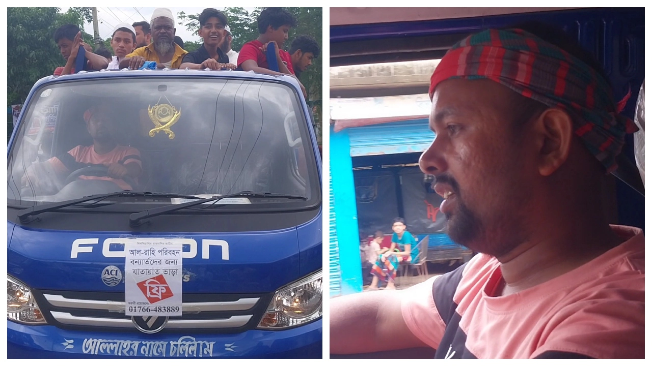 পিকআপভ্যান ও মালিক মো. সাইফুল ইসলাম। ছবি : কালবেলা