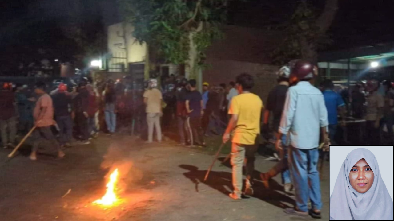 ১৫ জুলাই রাতে জাহাঙ্গীরনগরে আন্দোলনরত শিক্ষার্থীদের ওপর হামলে পড়ে ছাত্রলীগ। ছবি : সংগৃহীত