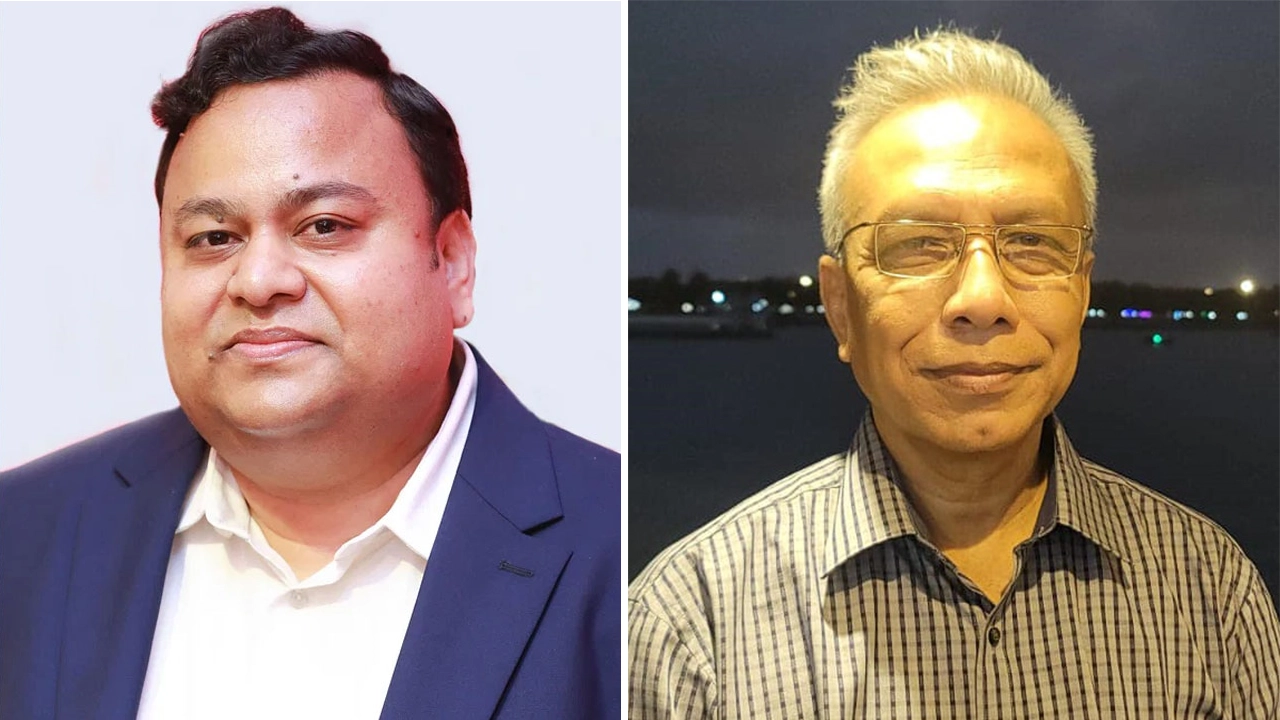 পদ্মা ব্যাংকের সাবেক চেয়ারম্যান চৌধুরী নাফিজ সরাফাত ও জ্যেষ্ঠ সাংবাদিক নাঈমুল ইসলাম খান। ছবি : সংগৃহীত