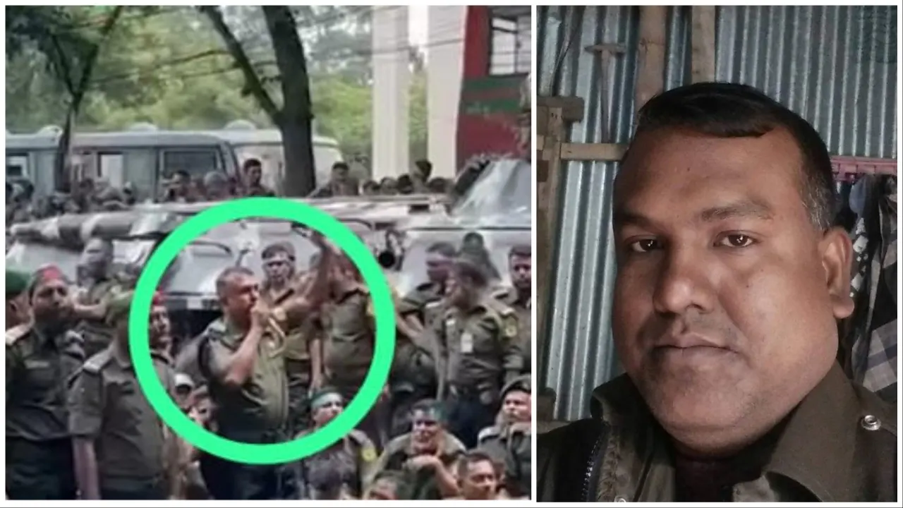 আনসার আন্দোলনে বক্তব্য দিচ্ছেন কাদের। ছবি : কালবেলা