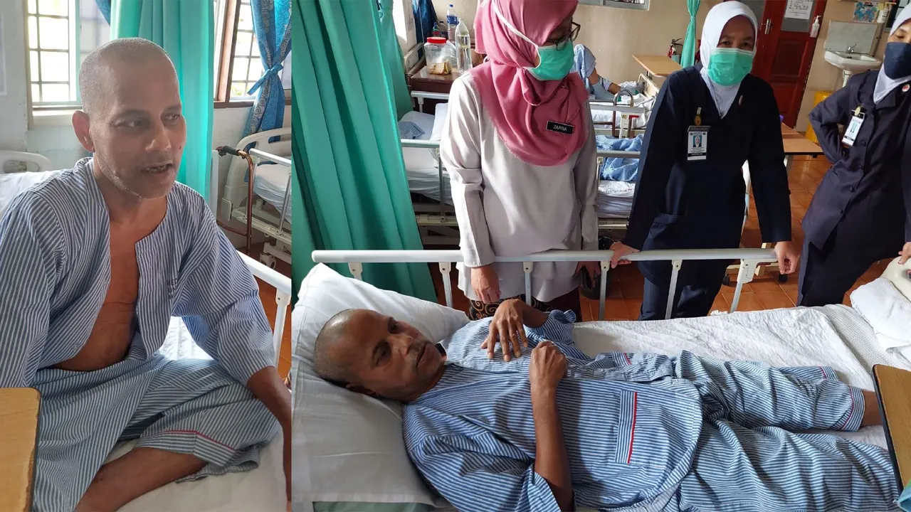মালয়েশিয়ার হাসপাতালে অবস্থানরত স্মৃতিশক্তি হারিয়ে ফেলা এক ব্যক্তি। ছবি: কালবেলা