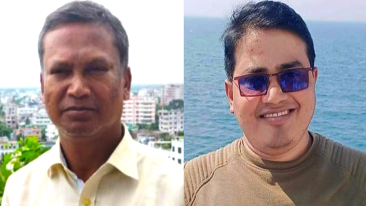 আহ্বায়ক শ ম সাজু (বামে) ও সদস্যসচিব আমজাদ হোসেন শিমুল (ডানে)। ছবি : কালবেলা
