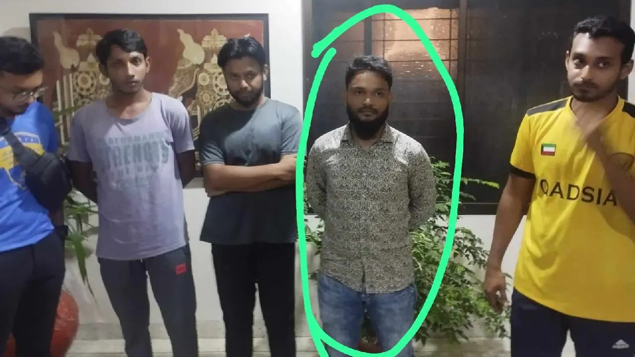 গুলশান থানা ছাত্রলীগ নেতা সাব্বিরসহ (বৃত্তচিহ্নিত) মোট পাঁচজন যুবদলের নামে চাঁদাবাজি করতে যান। ছবি : কালবেলা
