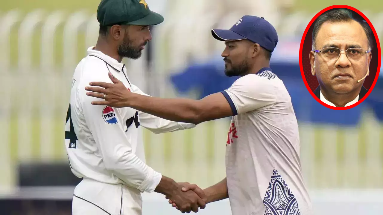 পাকিস্তানের অধিনায়ক শান মাসুদ ও টাইগার দলপতি নাজমুল হোসেন শান্ত। ছবি : সংগৃহীত