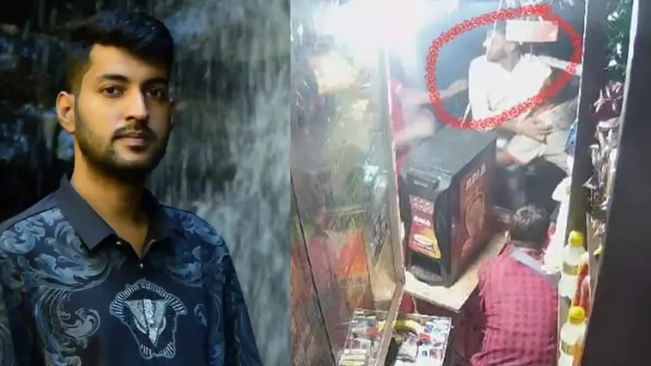ছাত্রদল নেতা ওবায়দুল হক সৈকত ও সিসিটিভি ক্যামেরার দৃশ্য। ছবি : কালবেলা
