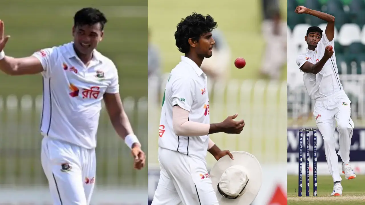 তাসকিন আহমেদ (বামে), হাসান মাহমুদ (মধ্যে) ও নাহিদ রানা (ডানে) । ছবি : সংগৃহীত