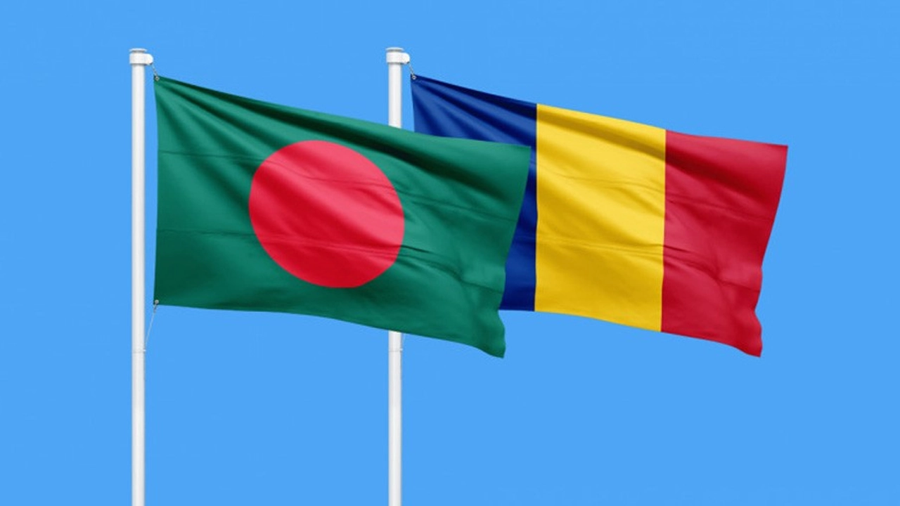 বাংলাদেশ ও রোমানিয়ার পতাকা। ছবি : সংগৃহীত