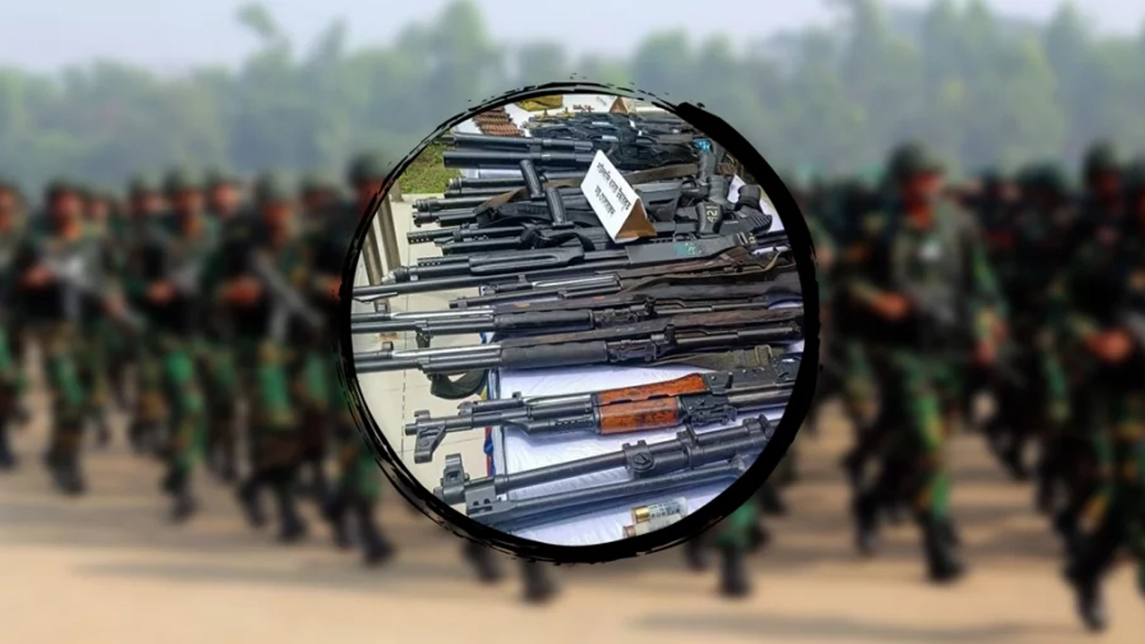 লুট হওয়া অস্ত্র ও গোলাবারুদ উদ্ধারে বিশেষ অভিযানে যৌথবাহিনী। ছবি : সংগৃহীত