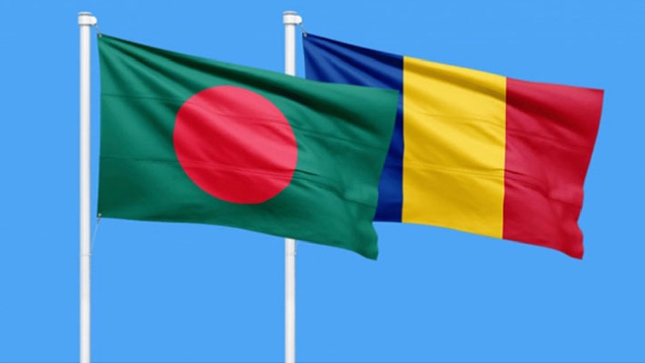 বাংলাদেশ ও রোমানিয়ার পতাকা। ছবি : সংগৃহীত