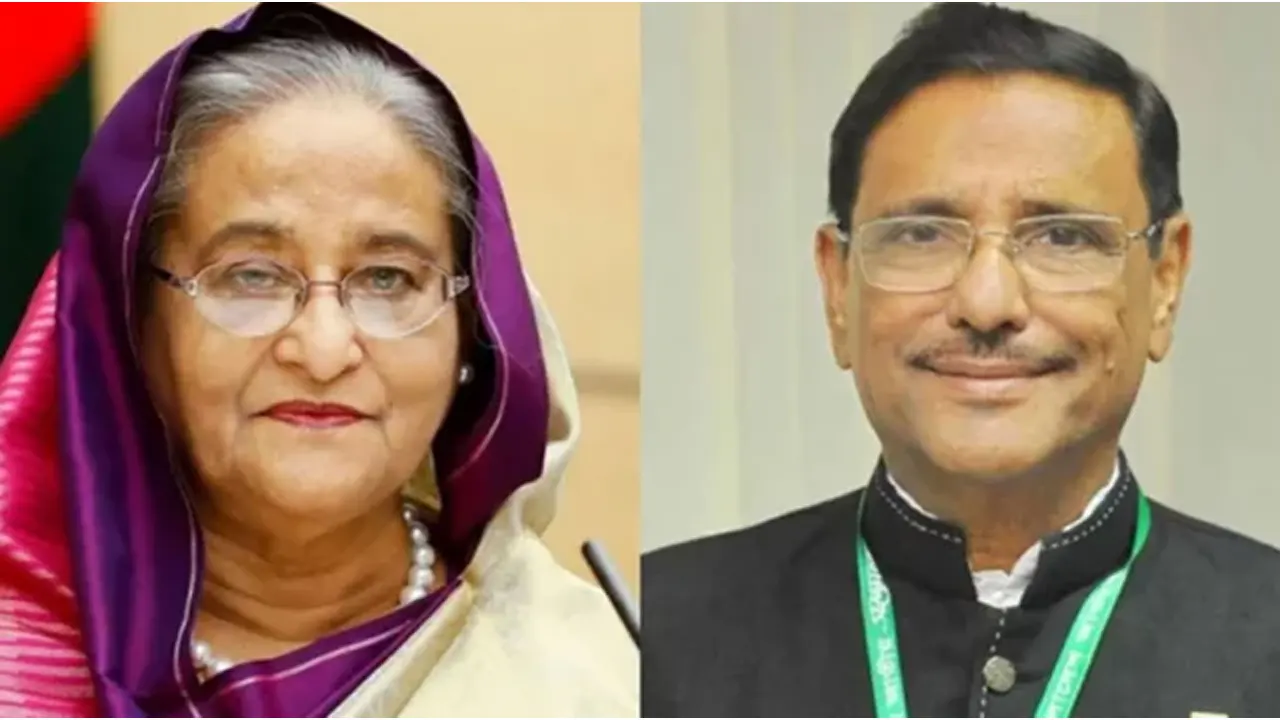 সাবেক প্রধানমন্ত্রী শেখ হাসিনা ও সাবেক সেতুমন্ত্রী ওবায়দুল কাদের। ছবি : সংগৃহীত