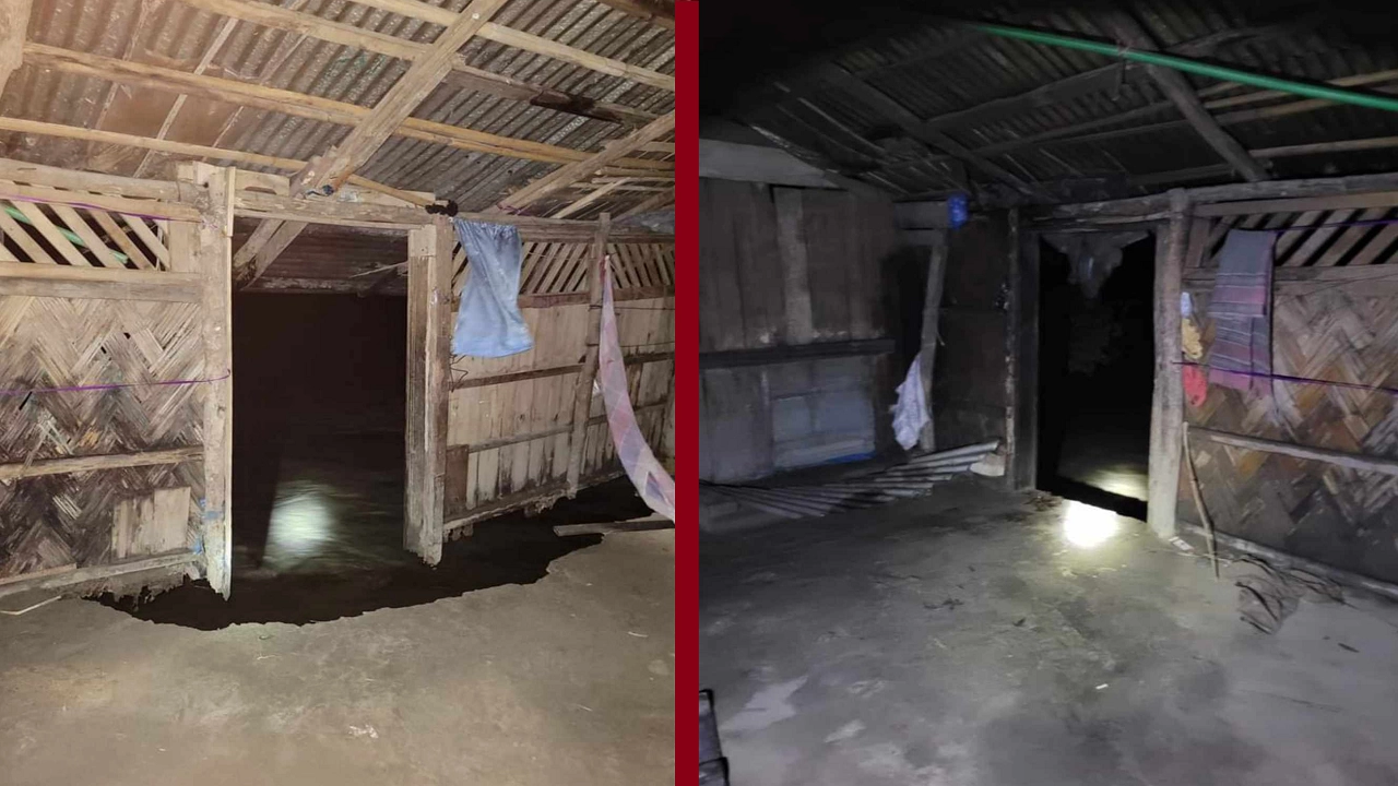 কক্সবাজারের চকরিয়ায় মাতামুহুরী নদীগর্ভে বিলীনের পথে শতাধিক ঘরবাড়ি। ছবি : কালবেলা