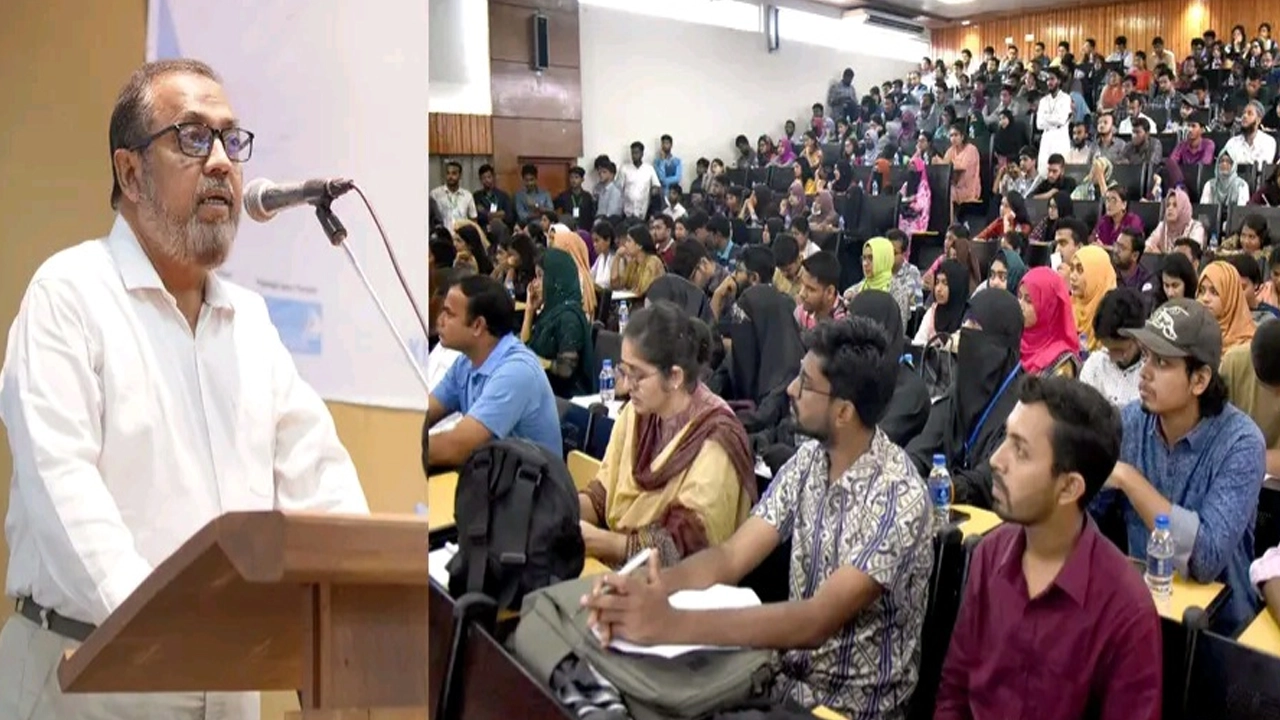 কর্মশালার উদ্বোধন অনুষ্ঠানে বক্তব্য দেন অধ্যাপক ড. মো. রেজাউল করিম। ছবি : কালবেলা