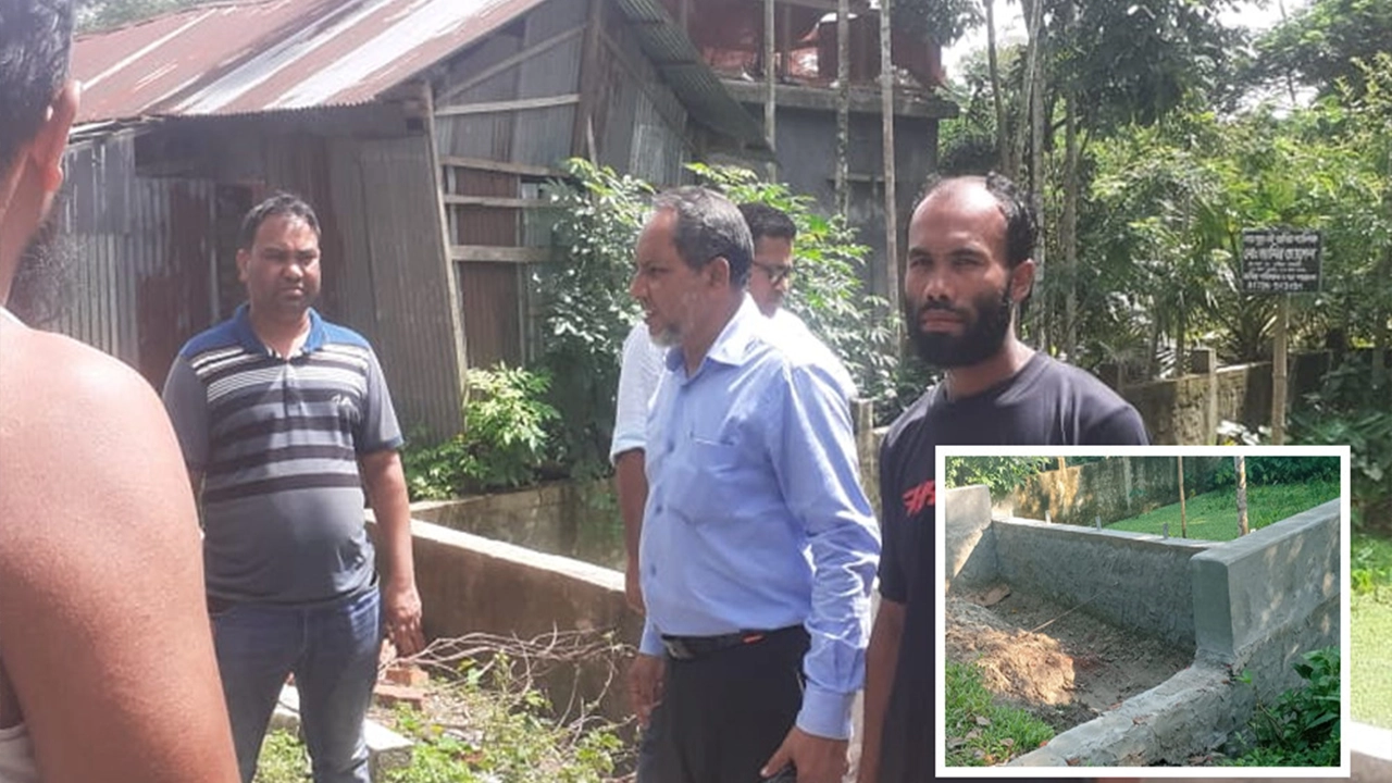 ঘটনাস্থল পরিদর্শন করেন ইউনিয়ন ভূমি কর্মকর্তা। ছবি : কালবেলা