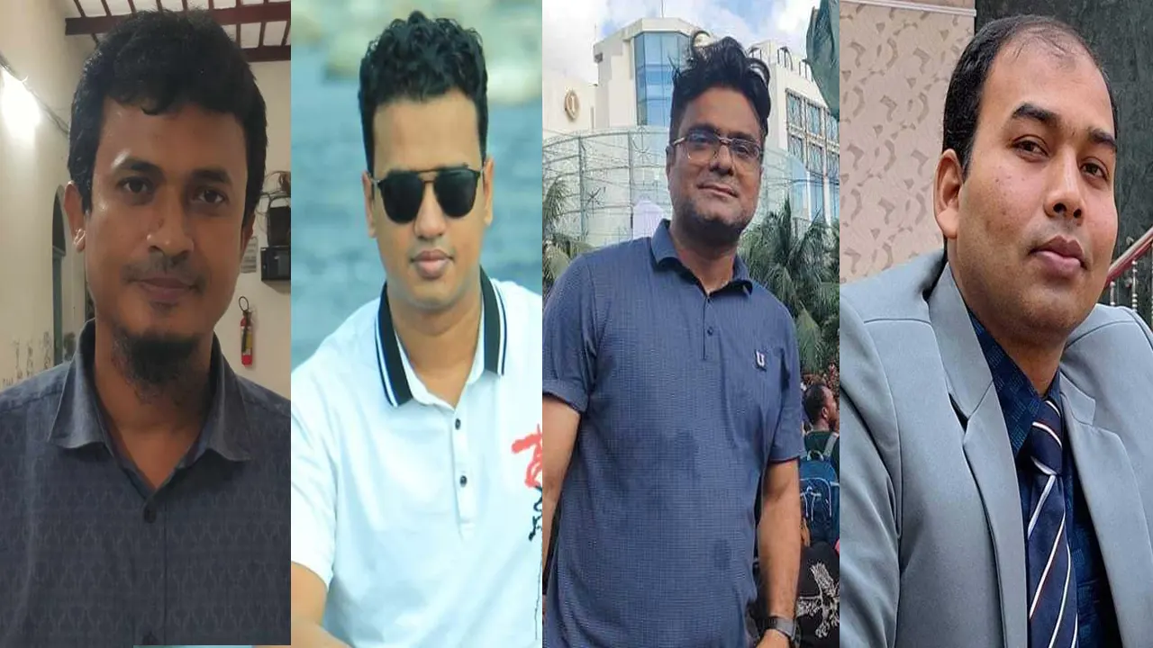 বাঁ থেকে অধ্যাপক ড. মুহাম্মদ ছালেহ উদ্দিন, মো. ফেরদাউস হোসেন, মো. মাহাদি হাসান জুয়েল এবং ড. মোহাম্মাদ আলী । ছবি : কালবেলা