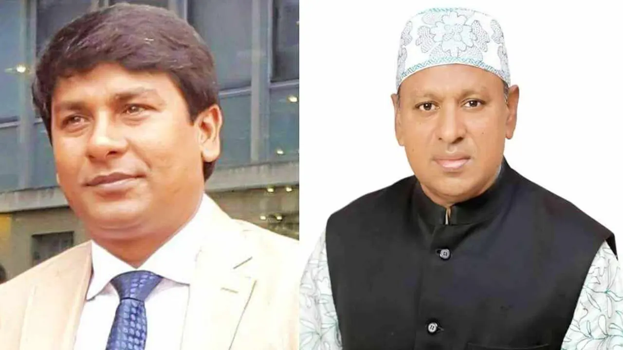 বামে সাবেক সংসদ সদস্য শফিকুল ইসলাম শিমুল ও ডানে নাটোর জেলা আ.লীগের সাধারণ সম্পাদক শরিফুল ইসলাম রমজান। ছবি : সংগৃহীত