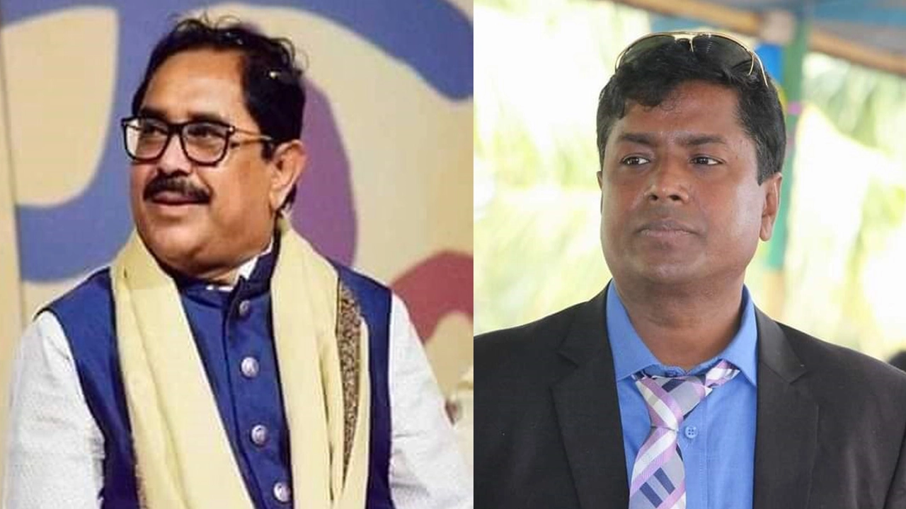 বাঁ থেকে- আলী আজগর টগর ও ওসি সুকুমার বিশ্বাস। ছবি : সংগৃহীত