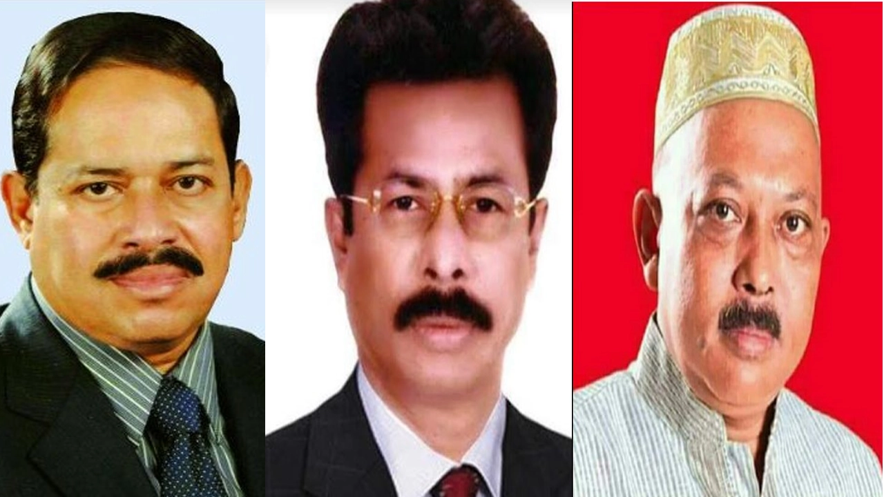 বিএনপির সাবেক তিন এমপি মজিবর রহমান সরোয়ার (বামে), আবুল হোসেন খান (মাঝে), মেজবা উদ্দিন ফরহাদ (ডানে)। ছবি : কালবেলা