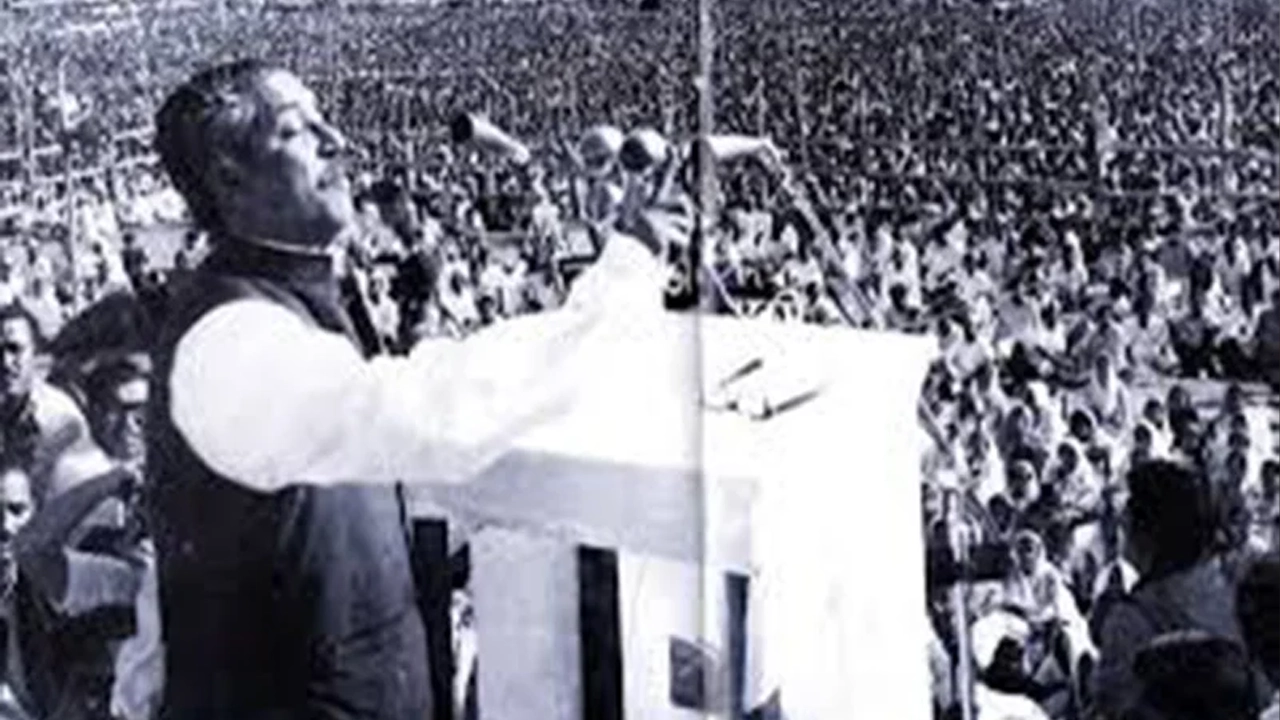 ‘ঐতিহাসিক ৭ মার্চ’-এর ভাষণ। ছবি : সংগৃহীত