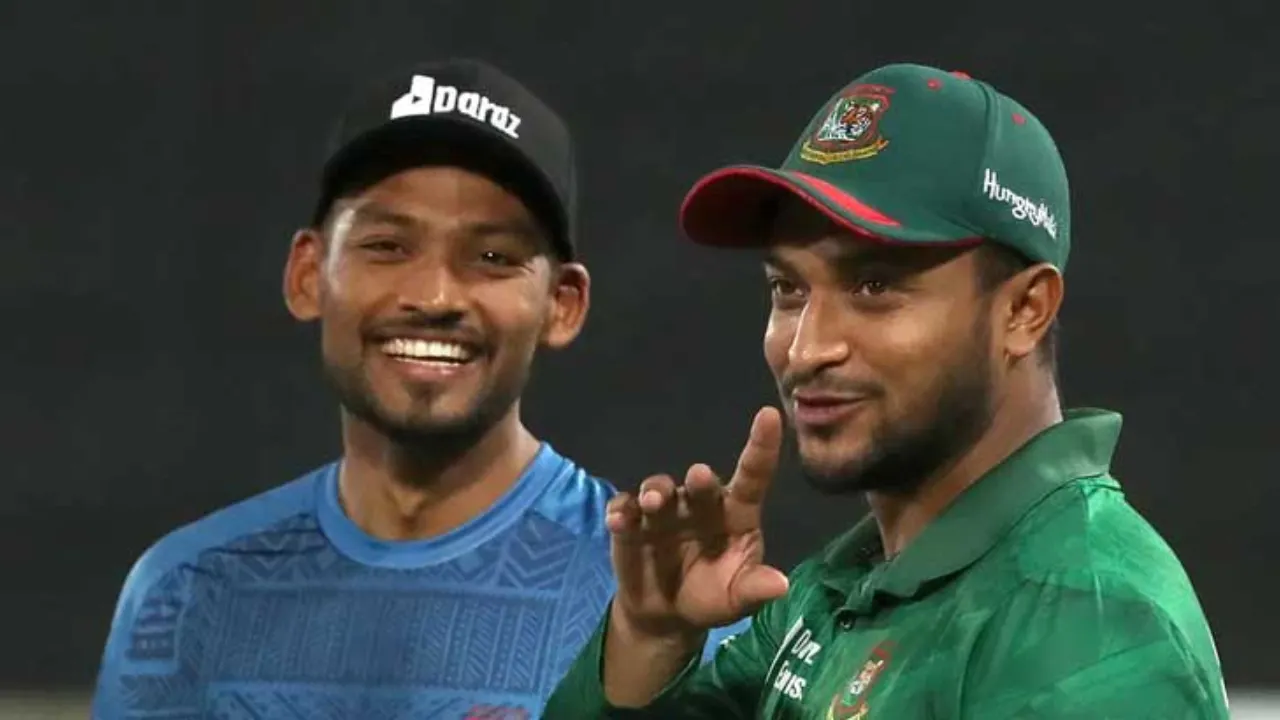 নাজমুল হোসেন শান্ত ও সাকিব আল হাসান। ছবি : সংগৃহীত