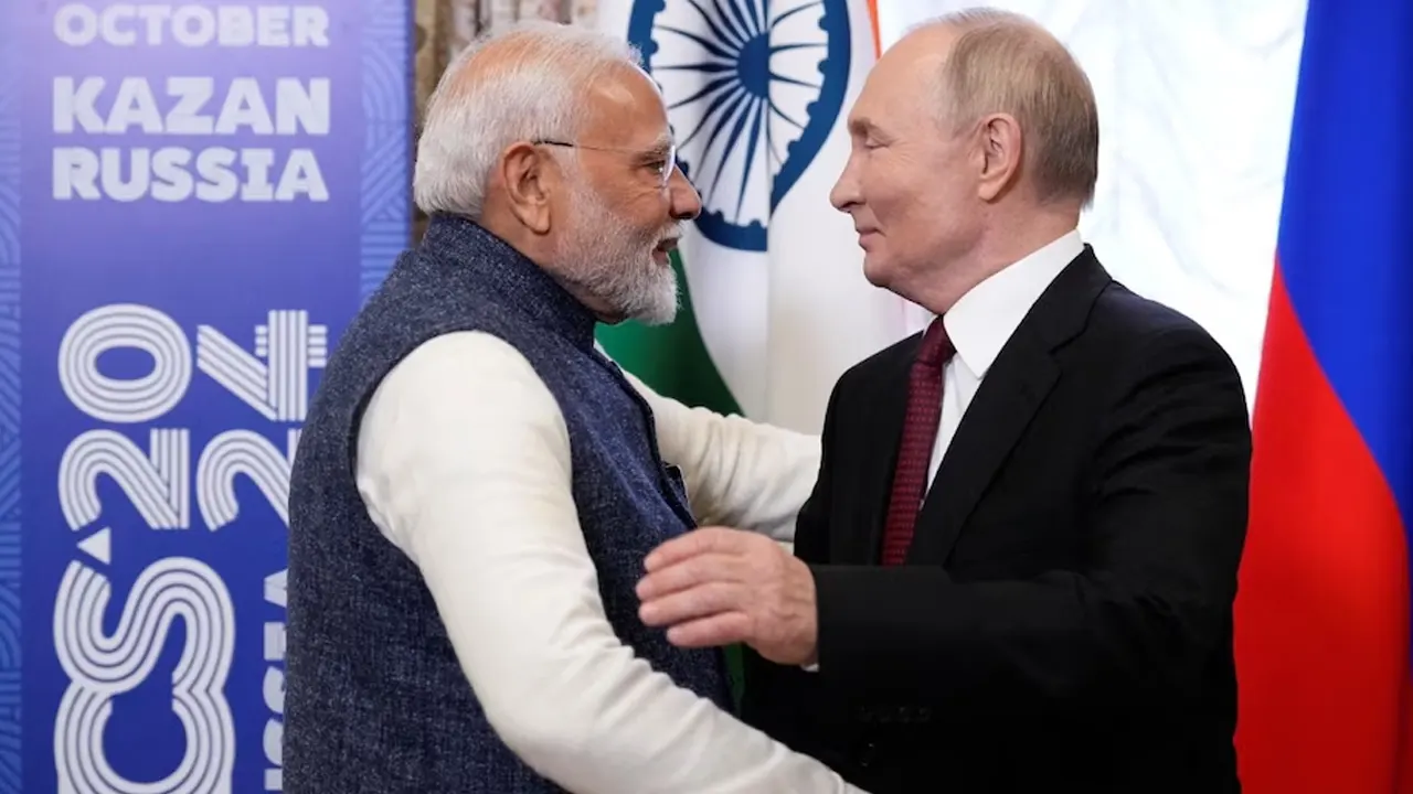 রাশিয়ার প্রেসিডেন্ট পুতিনের সঙ্গে ভারতের প্রধানমন্ত্রী নরেন্দ্র মোদি। ছবি : সংগৃহীত