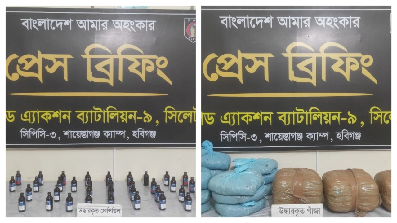 হবিগঞ্জের বিভিন্ন স্থানে পৃথক অভিযানে বিপুল মাদক জব্দ। ছবি : কালবেলা