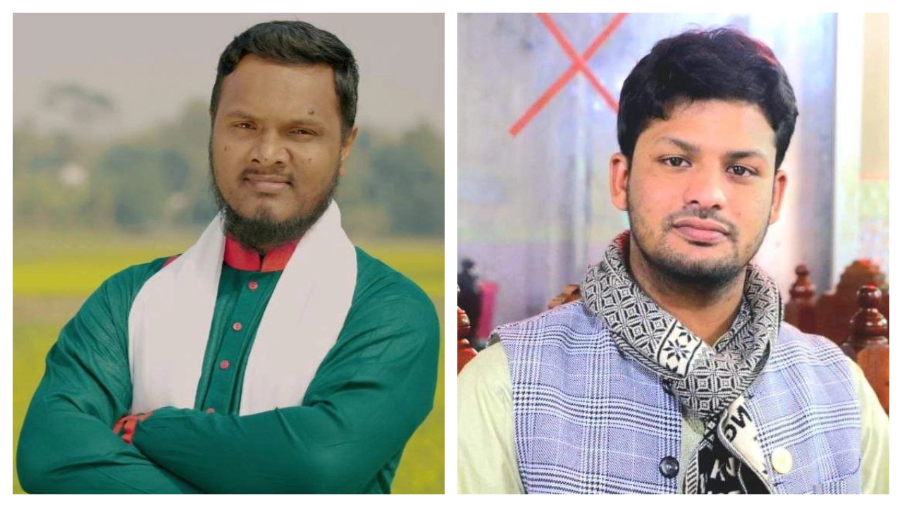 ইবি ছাত্রশিবিরের সভাপতি এইচ এম আবু মুসা (বামে) ও সেক্রেটারি মাহমুদুল হাসান (ডানে)। ছবি : কালবেলা
