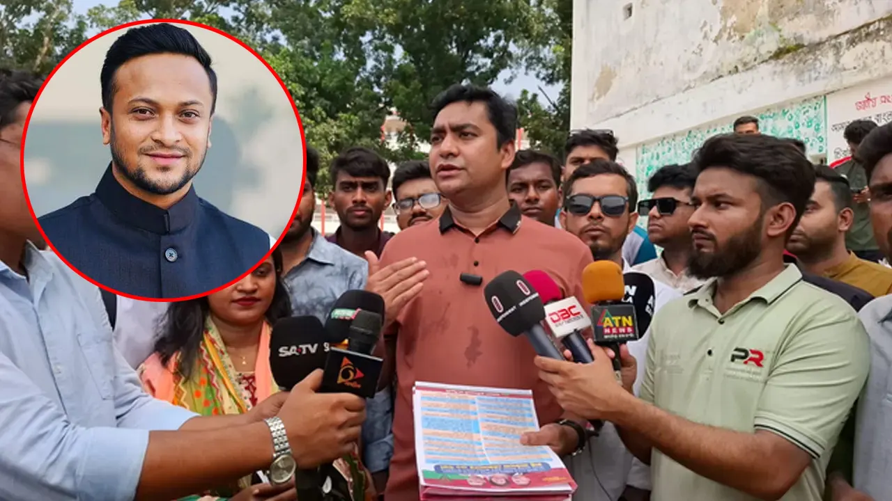 মাগুরায় শিক্ষার্থীদের সঙ্গে মতবিনিময় শেষে সাংবাদিকদের সঙ্গে কথা বলছেন নাছির। ছবি : কালবেলা