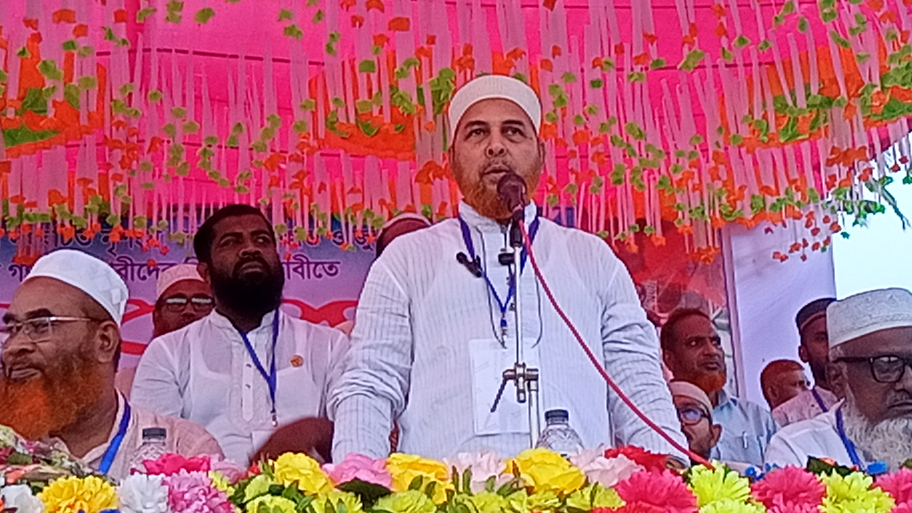 লালপুরে বক্তব্য দেন বাংলাদেশ জামায়াতে ইসলামীর সহকারী সেক্রেটারি জেনারেল মাওলানা রফিকুল ইসলাম খান। ছবি : কালবেলা