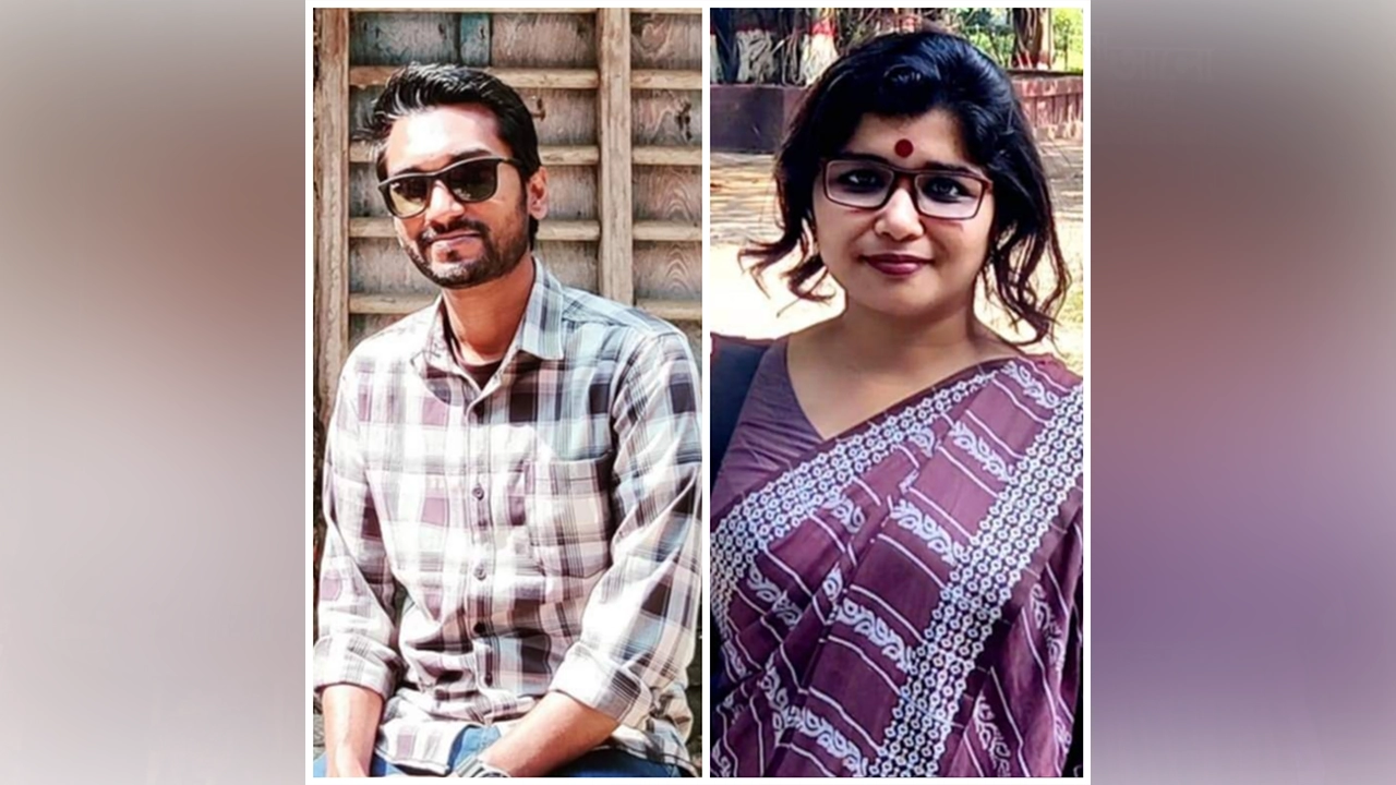 খুলনা বিশ্ববিদ্যালয়ের ‘বাকু’র সভাপতি সজল এবং সাধারণ সম্পাদক লাবণ্য । ছবি : কালবেলা