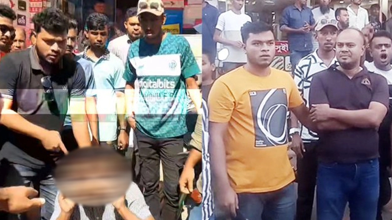 রিজভী আহমেদ খালেদকে ৫০ বার ধরে ওঠবস করানো হয়। পাশে আটক নেতা গৌরমনি। ছবি : সংগৃহীত