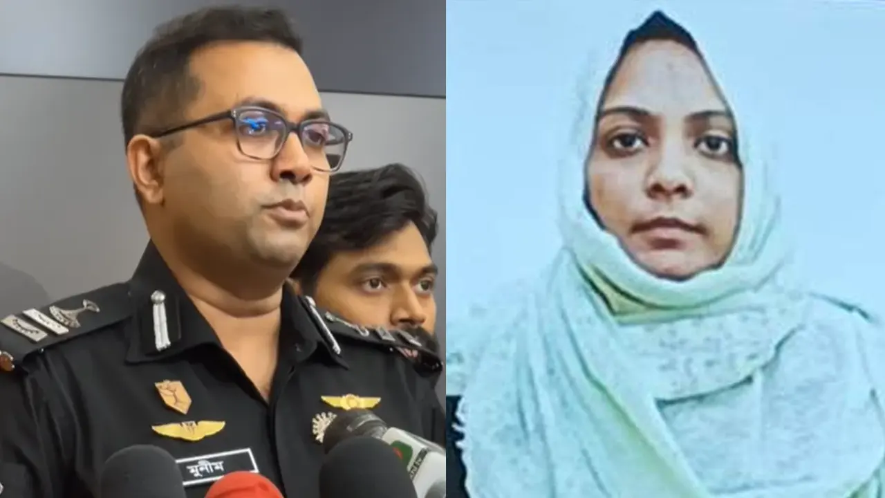 সংবাদ সম্মেলনে লে. কর্নেল মুনীম ফেরদৌস ও অপহরণকারী ফাতেমা আক্তার শাপলা। ছবি : সংগৃহীত