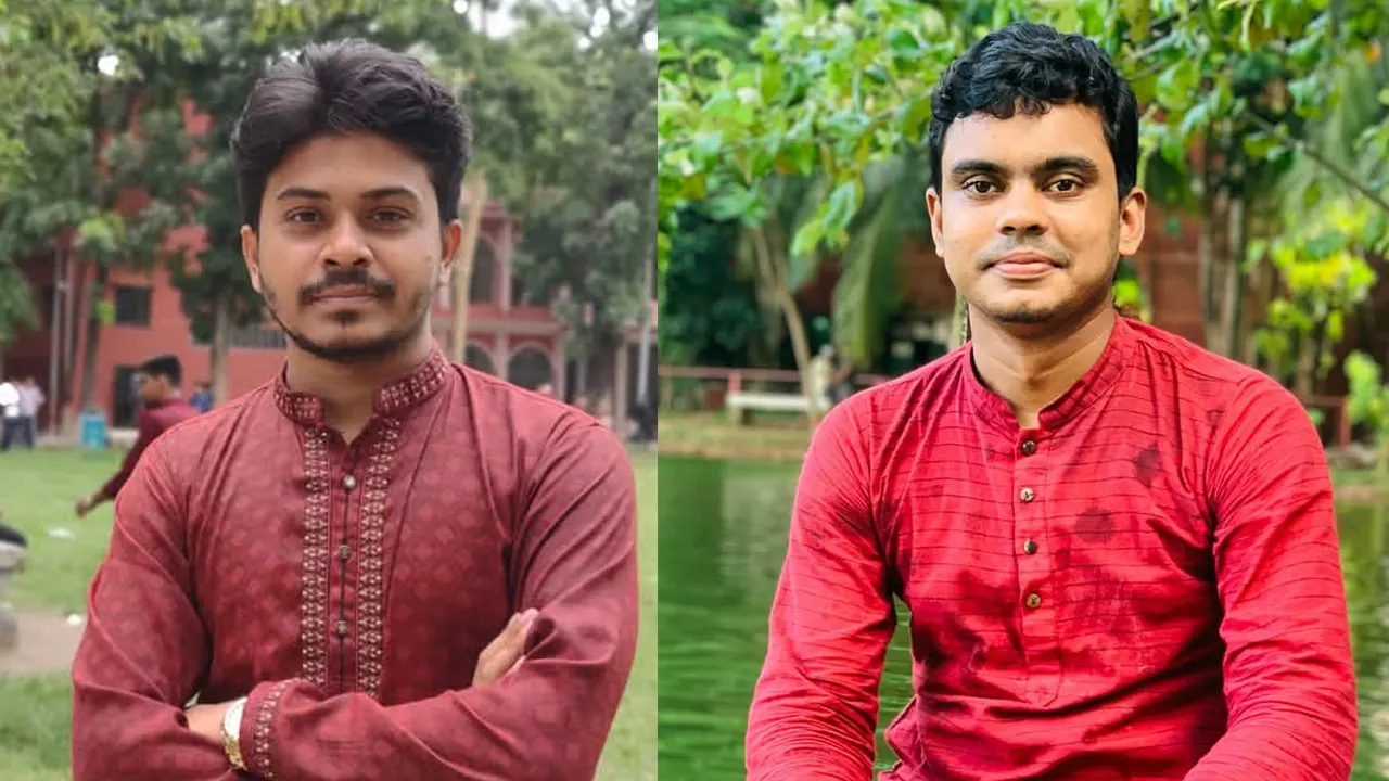 বাঁ থেকে মোহাম্মদ রাকিব ও মুঈনুল ইসলাম। ছবি : কালবেলা