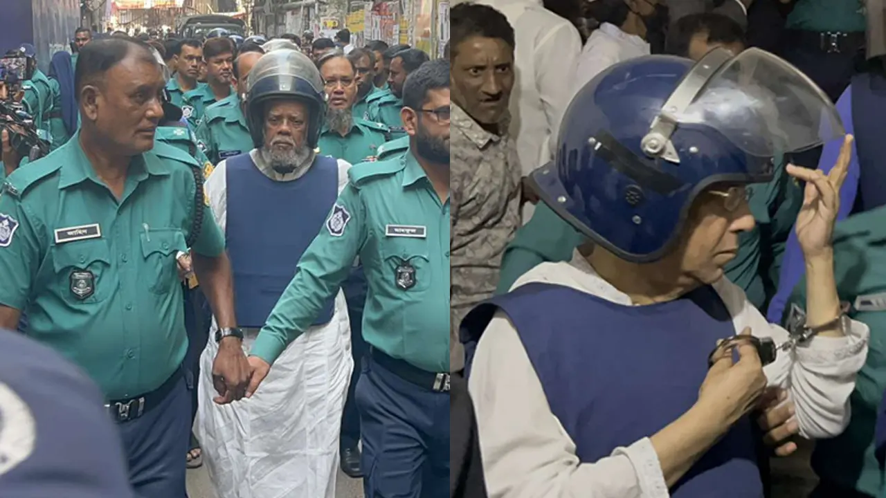 বাঁ থেকে আওয়ামী লীগের উপদেষ্টা পরিষদের সদস্য ও সাবেক মন্ত্রী আমির হোসেন আমু ও সাবেক আইনমন্ত্রী আনিসুল হক। ছবি : কালবেলা