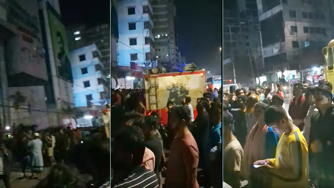 বাড্ডায় সুবাস্তু শপিং কমপ্লেক্সের আগুন নিয়ন্ত্রণে কাজ করছে ফায়ার সার্ভিস। ছবি : সংগৃহীত