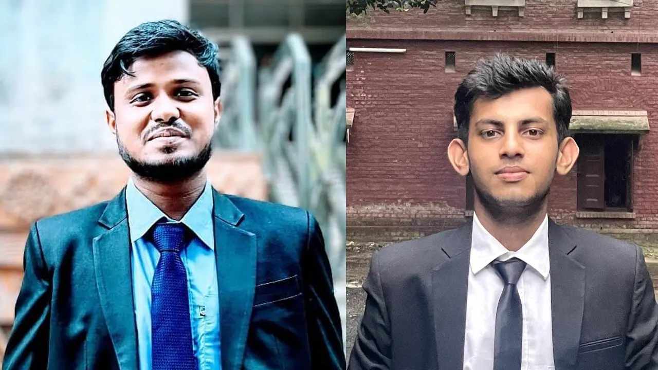 বাঁ দিক থেকে মো. সুলতান মাহমুদ ও মো. সৌরভ মন্ডল। ছবি : কালবেলা