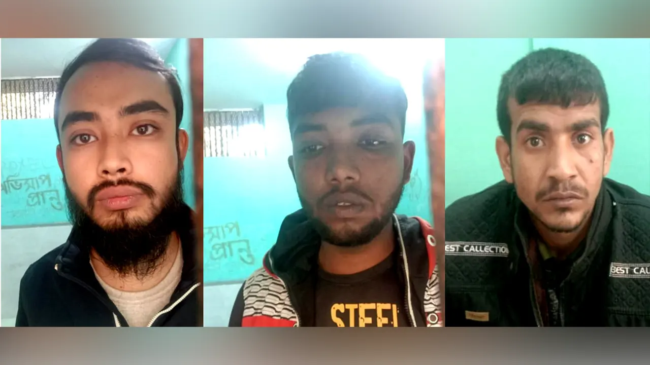 বাঁ থেকে মেহেদী, সাজিদ ও হারুন। ছবি : কালবেলা
