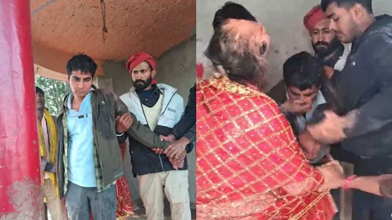 অবনীশ কুমারকে জোর করে তুলে নেয় কনের পরিবার। ছবি : সংগৃহীত