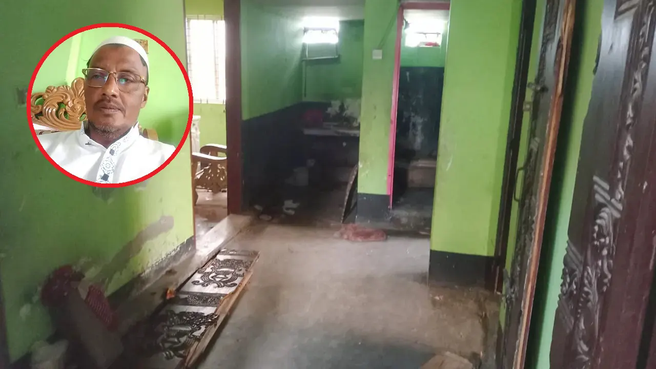 ইনসেটে যুবলীগ নেতা কাজল গাজী ও হামলার পর তার বাড়ি। ছবি : কালবেলা