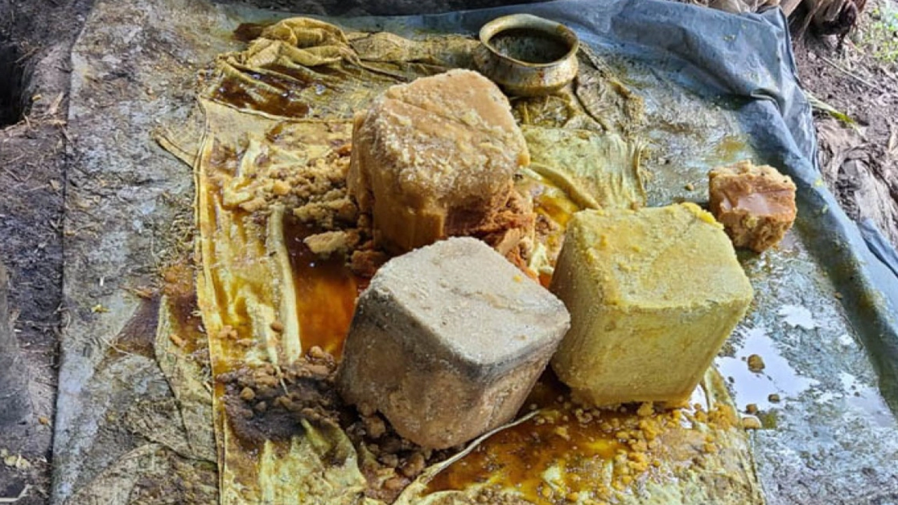 রাজশাহীর চারঘাটে একটি কারখানায় তৈরি হচ্ছে চিনি-গুড় মিশ্রিত খেজুর গুড়। ছবি : কালবেলা
