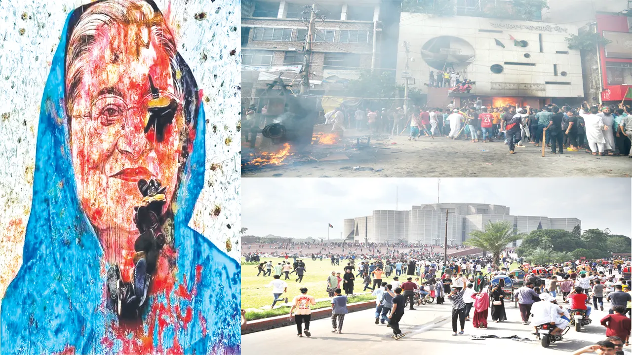 ধরাশায়ী আওয়ামী লীগ শেখ হাসিনার বিদায়