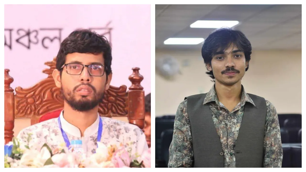বা থেকে রাজশাহী বিশ্ববিদ্যালয় শিবিরের সভাপতি জাহিদ ও সেক্রেটারি মুজাহিদ। ছবি : সংগৃহীত