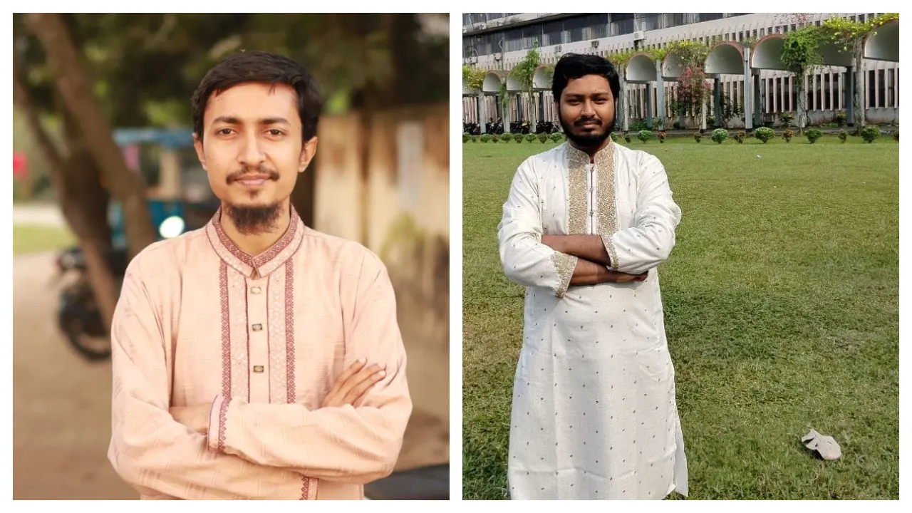বা থেকে বাকৃবি শিবিরের সভাপতি ফকরুল ইসলাম ও সেক্রেটারি আবু নাসির ত্বোহা। ছবি : কালবেলা