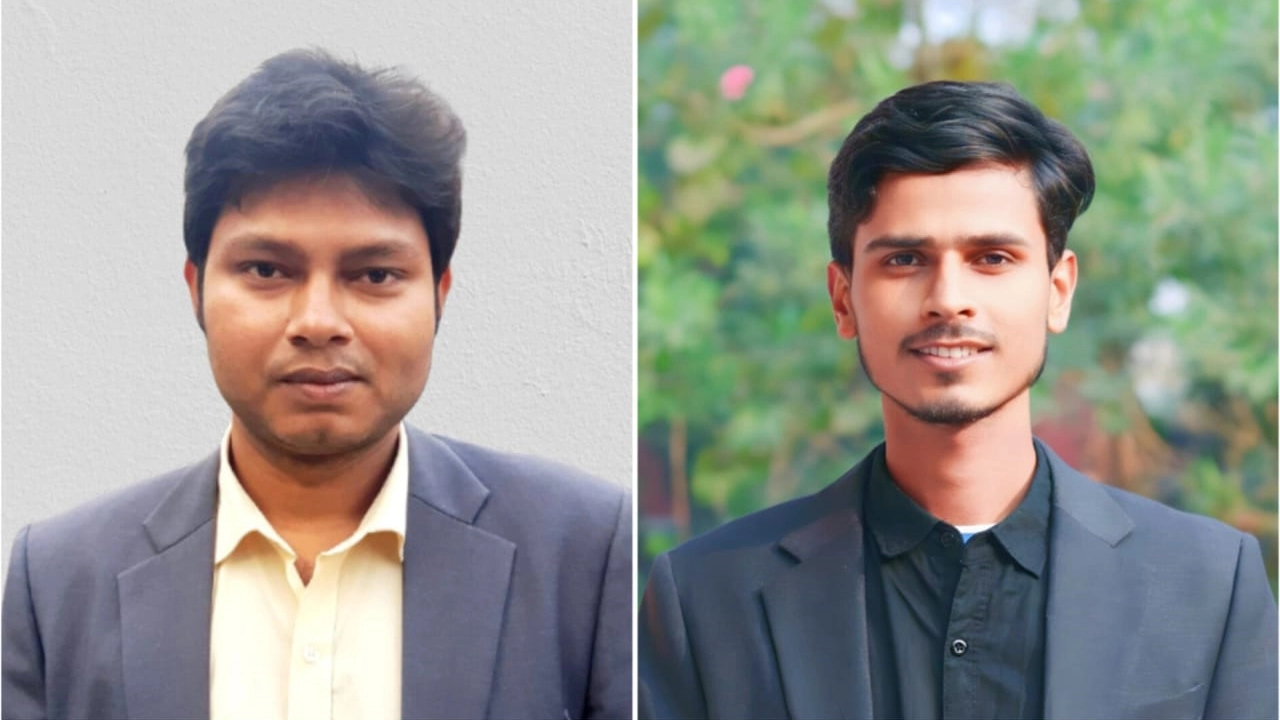 সভাপতি আবু সাঈদ রনি (বাঁয়ে) ও সাধারণ সম্পাদক আব্দুল আলিম। ছবি : কালবেলা