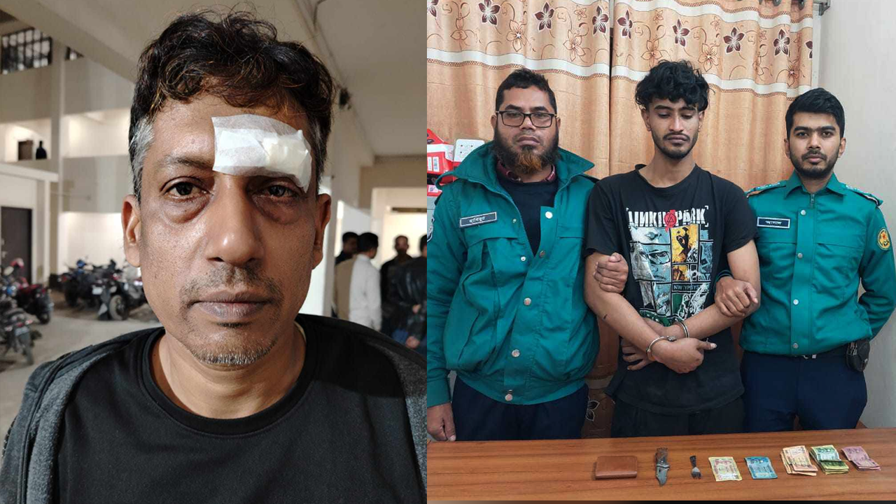 মেসবাহ উদ্দিন (এএসআই) ও গ্রেপ্তার হওয়া মোবারক হোসেন। ছবি : কালবেলা