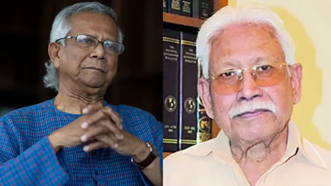 প্রধান উপদেষ্টা প্রফেসর ড. মুহাম্মদ ইউনূস ও মুক্তিযুদ্ধের অন্যতম সেক্টর কমান্ডার মেজর জেনারেল কে এম সফিউল্লাহ। ছবি : সংগৃহীত