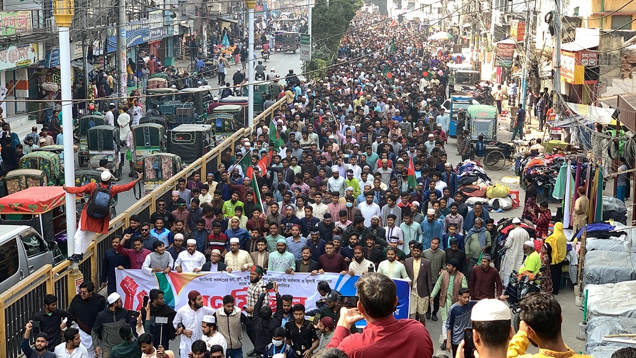 রাজশাহীতে ইসলামী ছাত্রশিবিরের গণমিছিল। ছবি : কালবেলা