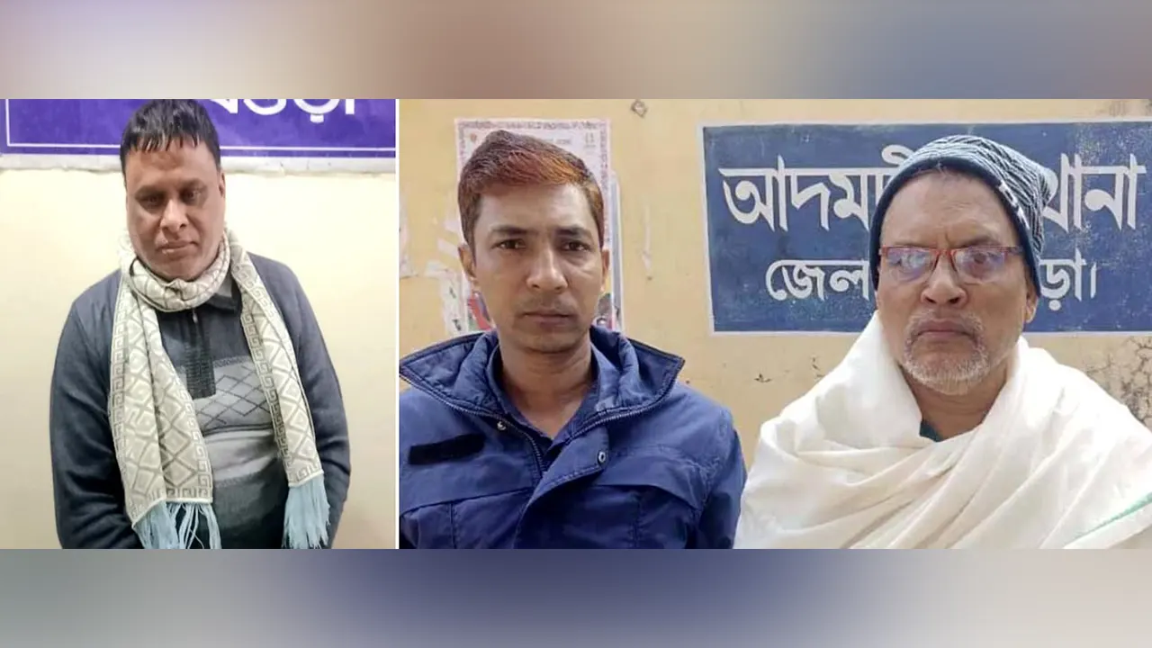 বগুড়ার শেরপুর ও আদমদীঘিতে গ্রেপ্তার আব্দুল মোমিন ও বিদ্যেন্দু কুমার কুন্ডু দুলাল। ছবি : কালবেলা