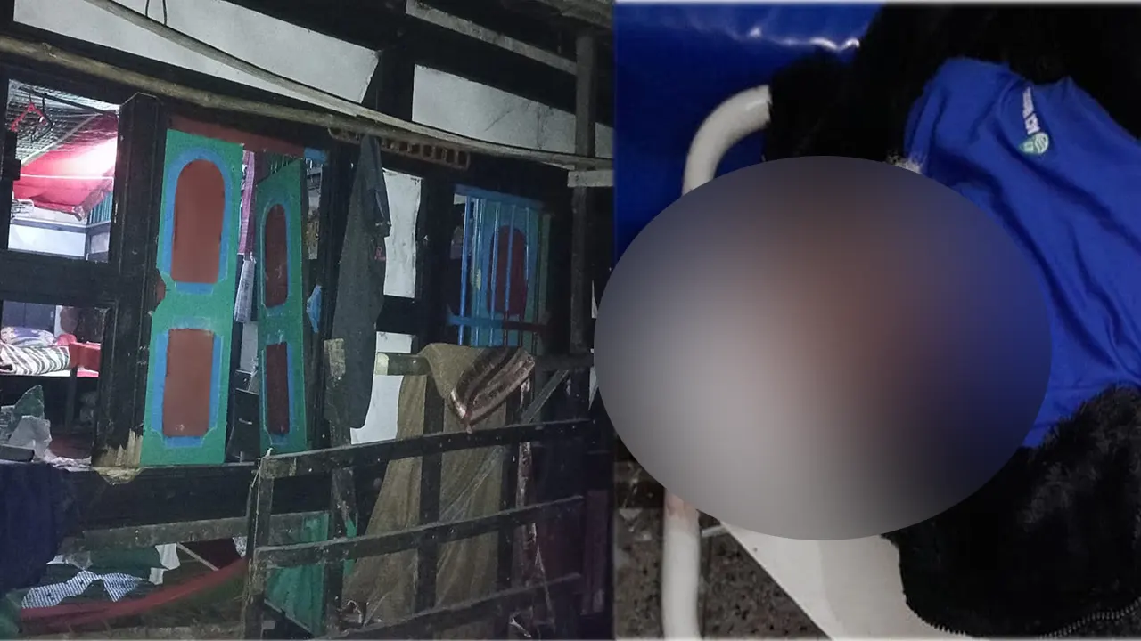 বসত ঘর ভাঙচুর ও আহত আতাহার সিকদার। ছবি : কালবেলা