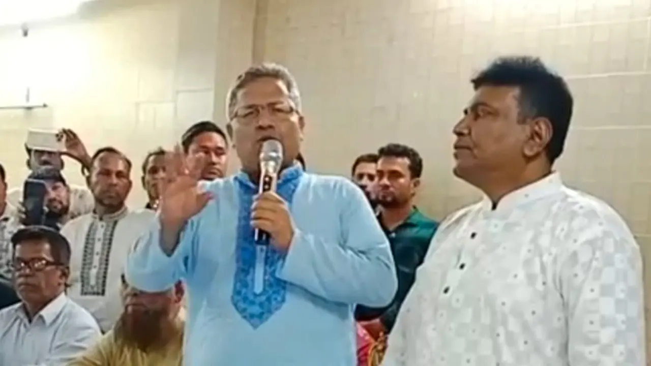 ফরিদপুরের ভাঙ্গায় কর্মী সমাবেশে বক্তব্য দেন শহিদুল ইসলাম বাবুল। ছবি : কালবেলা