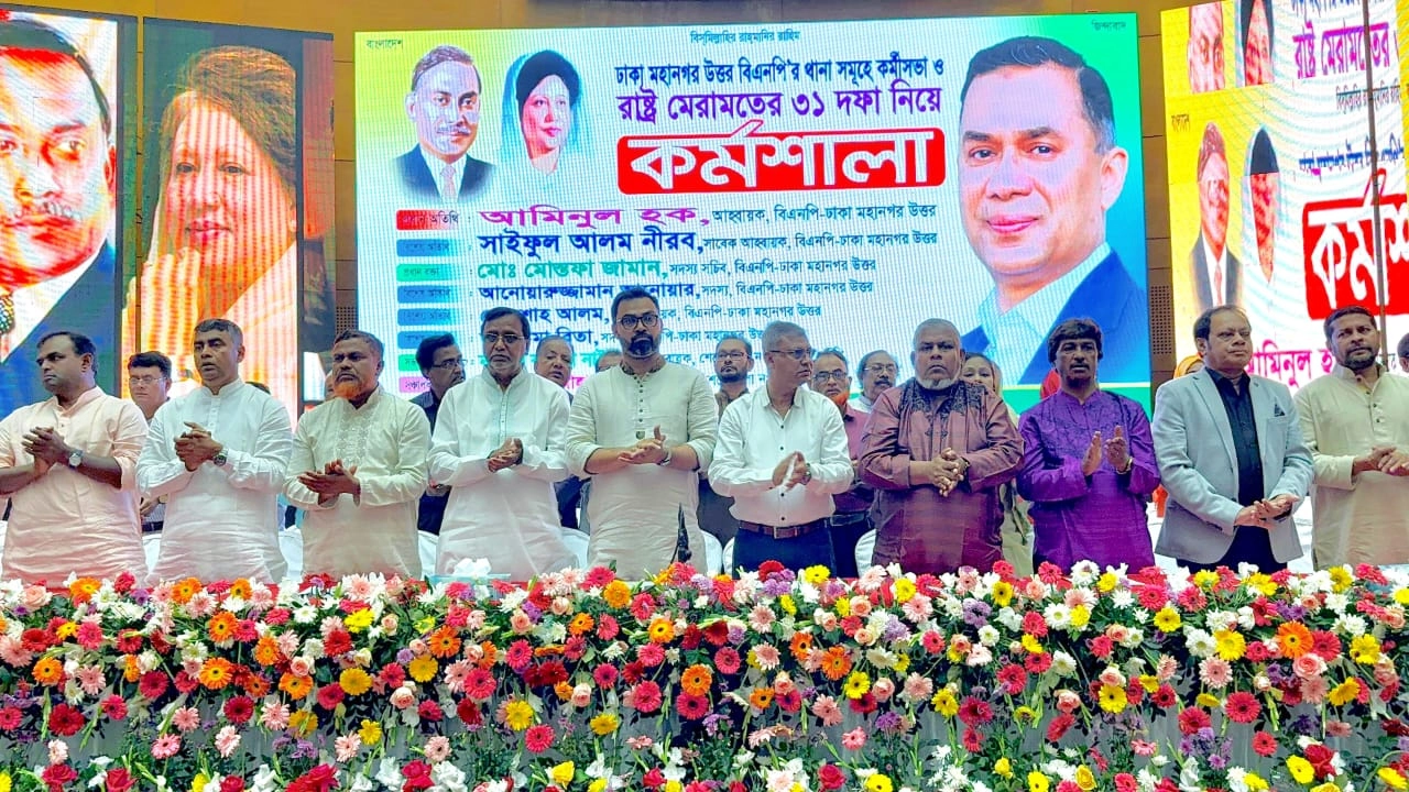 বিএনপির কর্মিসভায় আমিনুল হক। ছবি : সংগৃহীত